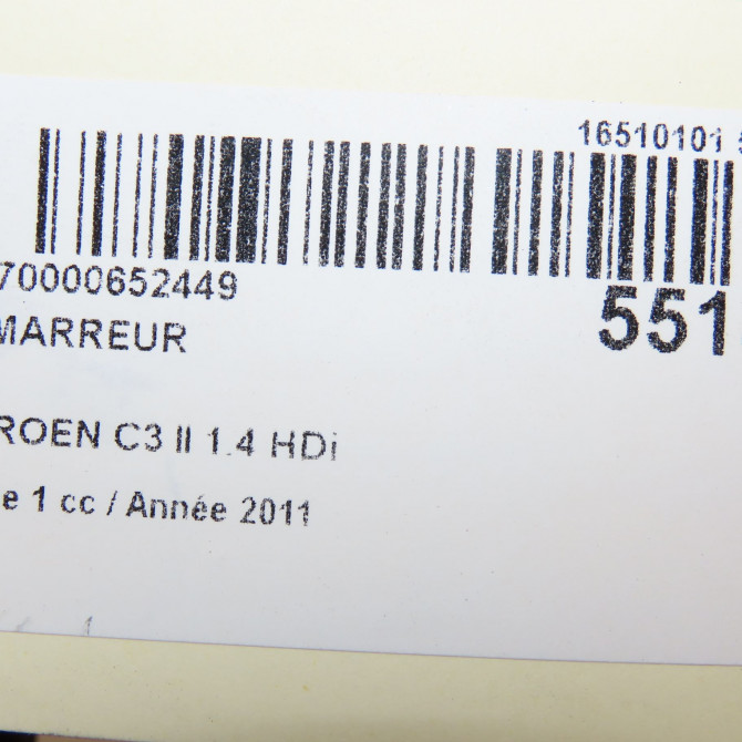 Démarreur occasion CITROEN C3 II Phase 1 11-2009->02-2013 1.4 HDi 5802Z8 7