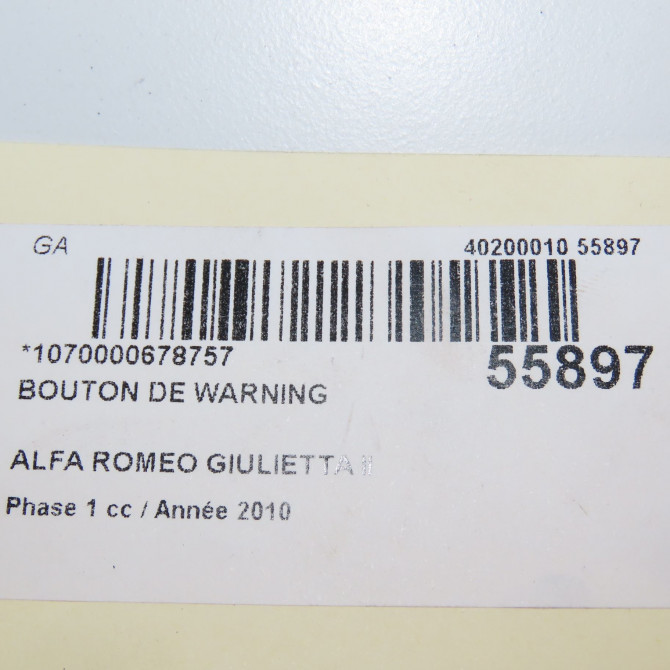 Bouton de warning occasion ALFA ROMEO GIULIETTA II Phase 1 03-2010->12-2013 1.6 JTDM 105ch 156128942 4
