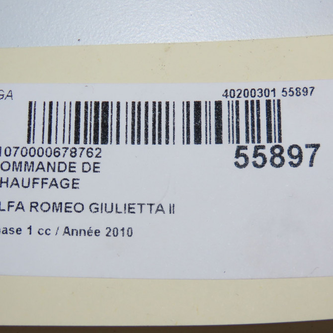 Commande de chauffage occasion ALFA ROMEO GIULIETTA II Phase 1 03-2010->12-2013 1.6 JTDM 105ch 156123650 5