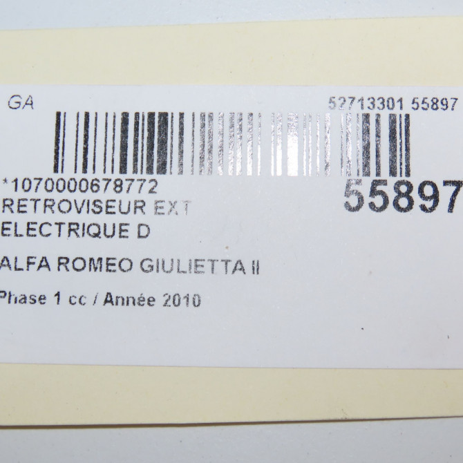 Retroviseur exterieur electrique droit occasion ALFA ROMEO GIULIETTA II Phase 1 03-2010->12-2013 1.6 JTDM 105ch 50529384 5