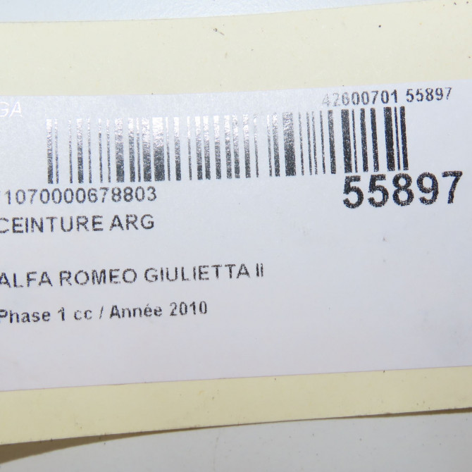 Ceinture arrière gauche occasion ALFA ROMEO GIULIETTA II Phase 1 03-2010->12-2013 1.6 JTDM 105ch 156101398 5