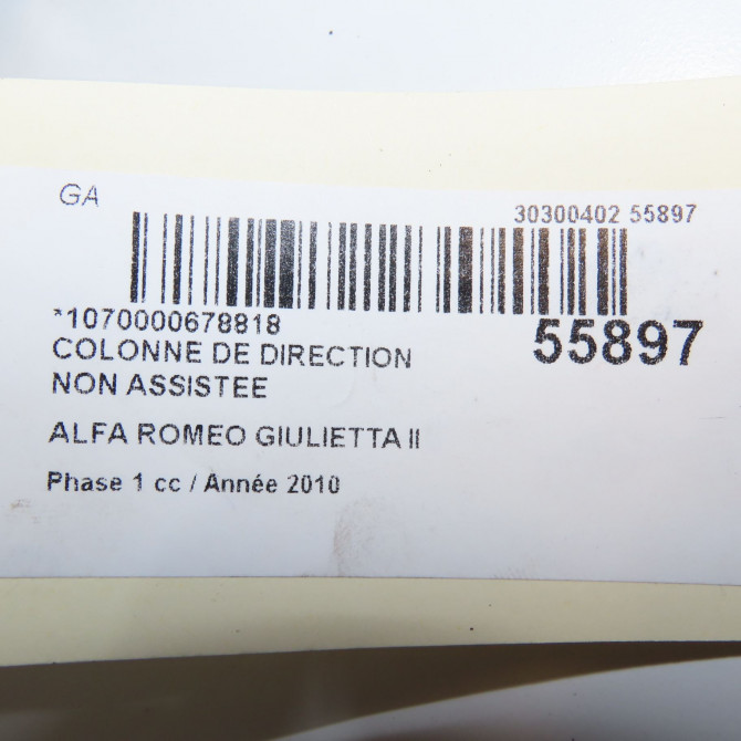 Colonne de direction non assistee occasion ALFA ROMEO GIULIETTA II Phase 1 03-2010->12-2013 1.6 JTDM 105ch 50524243 6