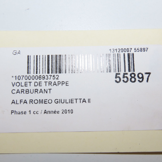 Volet de trappe carburant occasion ALFA ROMEO GIULIETTA II Phase 1 03-2010->12-2013 1.6 JTDM 105ch 50518948 5
