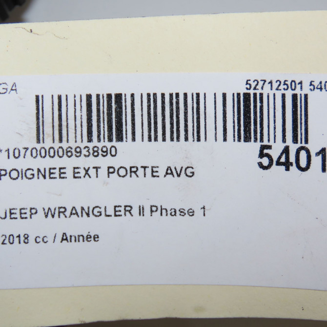 Poignee ext porte avg occasion JEEP WRANGLER II Phase 1 04-2007->... K68282348AD 5
