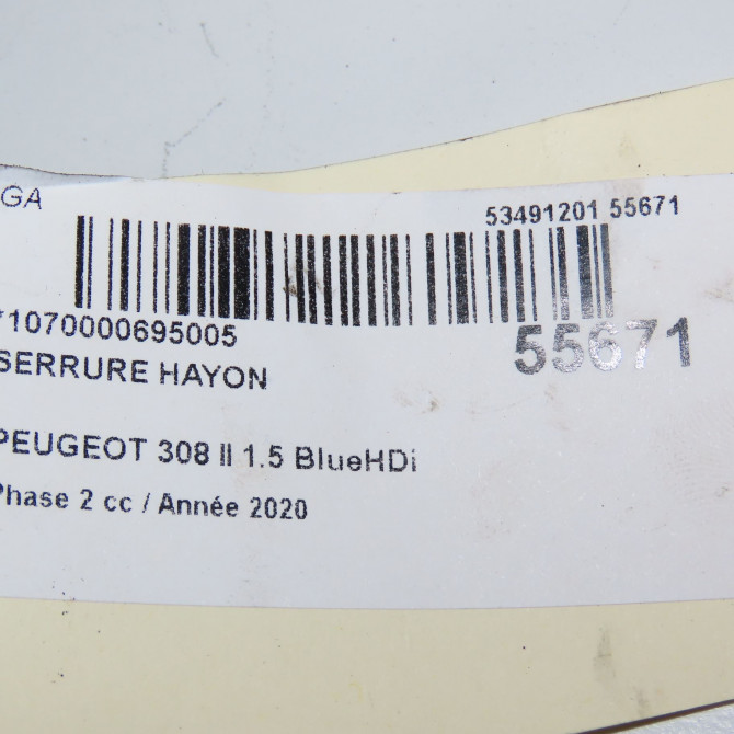 Serrure hayon occasion PEUGEOT 308 II Phase 1 04-1995->04-1999 1.5 BlueHDi 130ch 9816195380 5