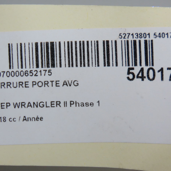 Serrure porte avg occasion JEEP WRANGLER II Phase 1 04-2007->... K68250661AC 6