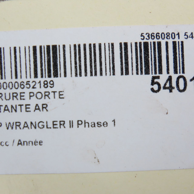 Serrure porte battante ar occasion JEEP WRANGLER II Phase 1 04-2007->... K68282968AA 5