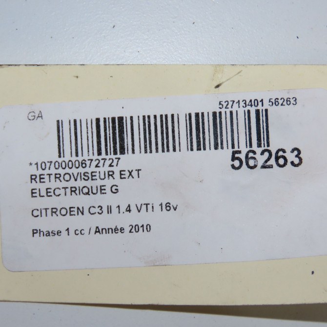 Retroviseur exterieur electrique gauche occasion CITROEN C3 II Phase 1 11-2009->02-2013 1.4 VTi 16v 95ch 8154AQ 6