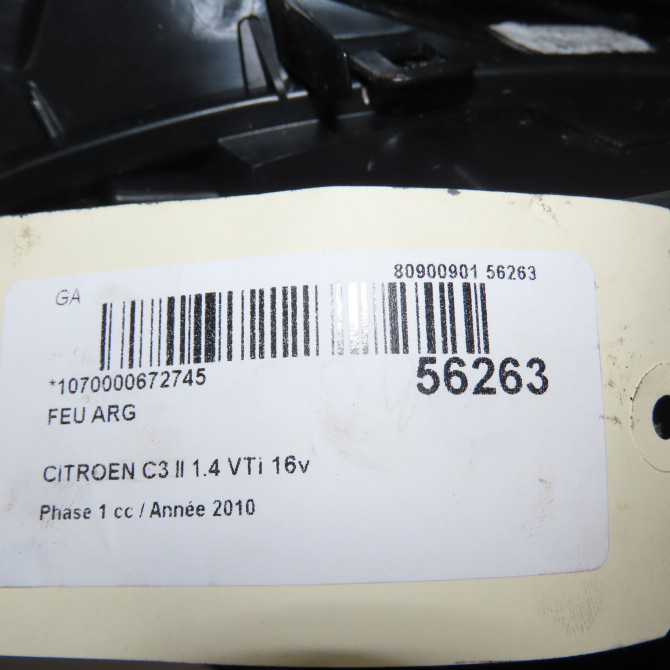 Feu arrière gauche occasion CITROEN C3 II Phase 1 11-2009->02-2013 1.4 VTi 16v 95ch 6350KQ 5