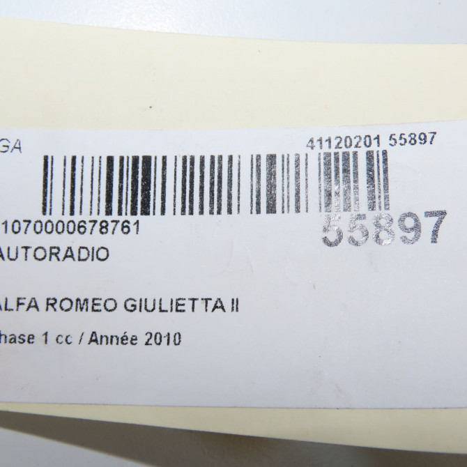 Autoradio occasion ALFA ROMEO GIULIETTA II Phase 1 03-2010->12-2013 1.6 JTDM 105ch 156101806 6