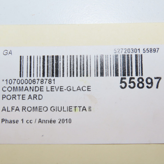 Commande leve-glace porte arrière droite occasion ALFA ROMEO GIULIETTA II Phase 1 03-2010->12-2013 1.6 JTDM 105ch 156150332 4