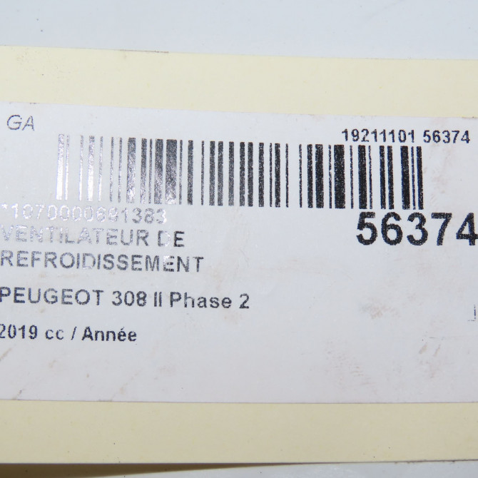 Ventilateur de refroidissement occasion PEUGEOT 308 II 308 II Phase 2 2017-04-01-> 9836638080 7