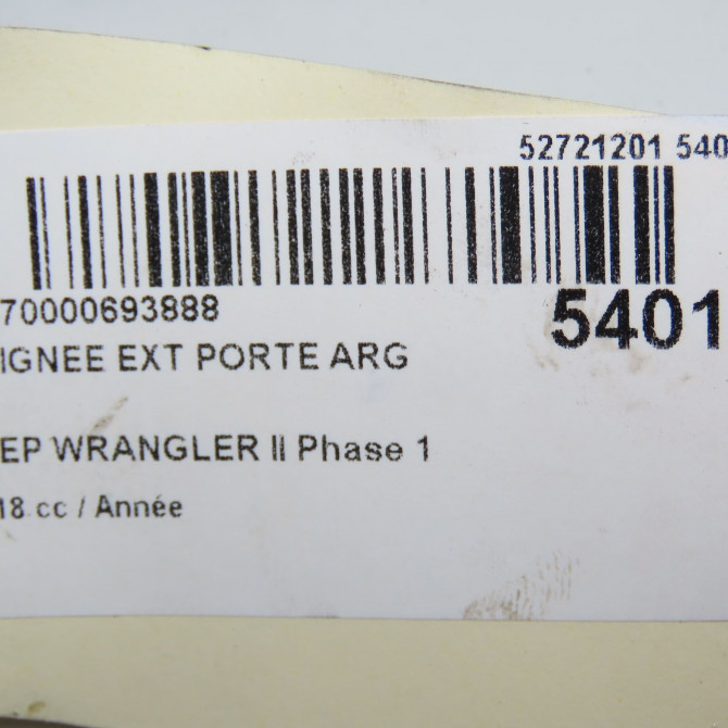 Poignee ext porte arg occasion JEEP WRANGLER II Phase 1 04-2007->... K68282348AD 4