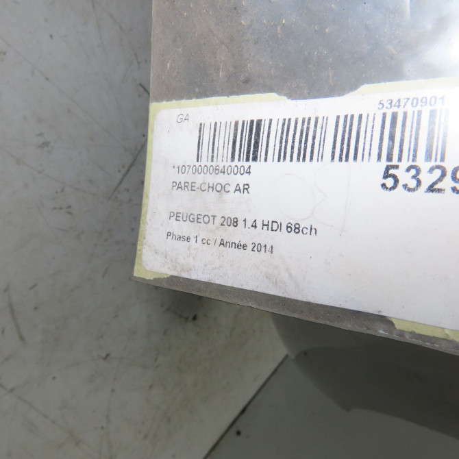 Pare-choc arrière occasion PEUGEOT 208 208 Phase 1 2012-03-01->2015-09-30 1.4 HDI 68ch 1607254580 5