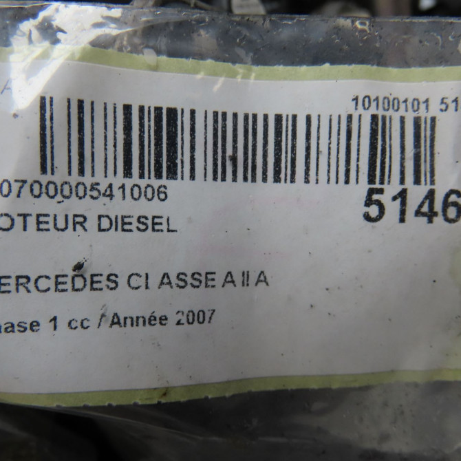 Moteur diesel occasion MERCEDES CLASSE A II Phase 1 12-2004->04-2008 A 180 CDI 6