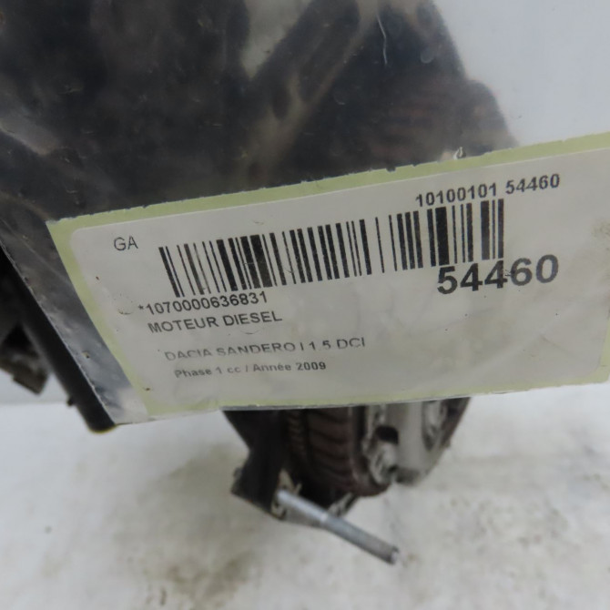 Moteur diesel occasion DACIA SANDERO I Phase 1 06-2008->10-2012 1.5 DCI 70ch 8201199854 8