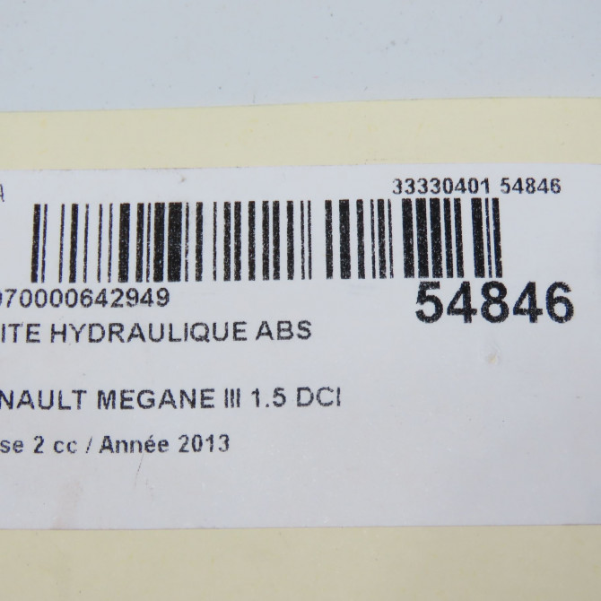 Unité hydraulique ABS occasion RENAULT MEGANE III Phase 2 01-2012->06-2014 1.5 DCI 110ch 476608933R 7