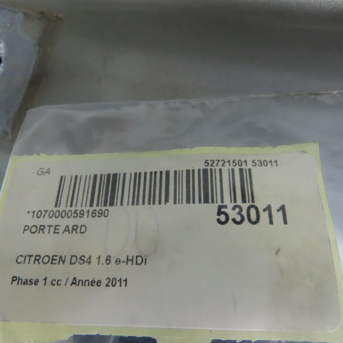 Porte arrière droite occasion CITROEN DS4 Phase 1 01-2011->03-2016 1.6 e-HDi 110ch 9008X4 4