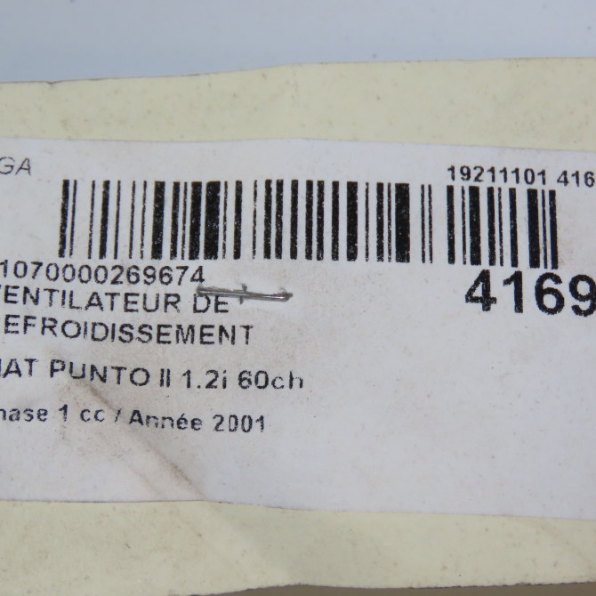 Ventilateur de refroidissement occasion FIAT PUNTO II Phase 1 10-1999->05-2003 1.2i 60ch 46818599 6