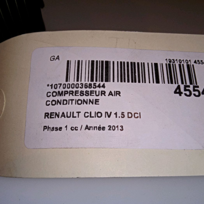 Compresseur air conditionne occasion RENAULT CLIO IV Phase 1 07-2012->... 1.5 DCI 90ch 926000838R 6