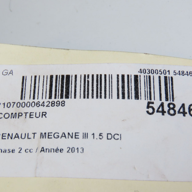 Compteur occasion RENAULT MEGANE III Phase 2 01-2012->06-2014 1.5 DCI 110ch 248105260R 6