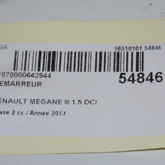 Démarreur occasion RENAULT MEGANE III Phase 2 01-2012->06-2014 1.5 DCI 110ch 233000603R 7