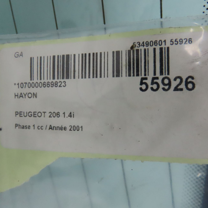 Hayon occasion PEUGEOT 206 Phase 1 09-1998->03-2009 1.4i 8701R5 4