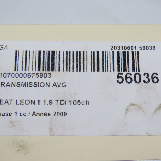 Transmission avant gauche occasion SEAT LEON II Phase 1 09-2005->05-2009 1.9 TDI 105ch 1K0407271LB 5