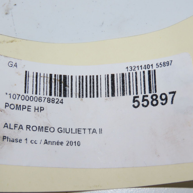 Pompe hp occasion ALFA ROMEO GIULIETTA II Phase 1 03-2010->12-2013 1.6 JTDM 105ch 55237688 7