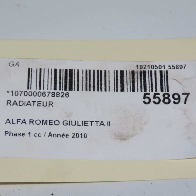 Radiateur occasion ALFA ROMEO GIULIETTA II Phase 1 03-2010->12-2013 1.6 JTDM 105ch 50526636 4