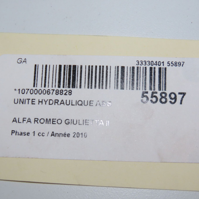 Unité hydraulique ABS occasion ALFA ROMEO GIULIETTA II Phase 1 03-2010->12-2013 1.6 JTDM 105ch 71771137 7