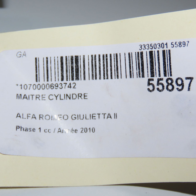 Maitre cylindre occasion ALFA ROMEO GIULIETTA II Phase 1 03-2010->12-2013 1.6 JTDM 105ch 77365598 6