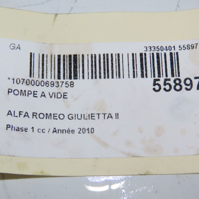Pompe a vide occasion ALFA ROMEO GIULIETTA II Phase 1 03-2010->12-2013 1.6 JTDM 105ch 46343257 4