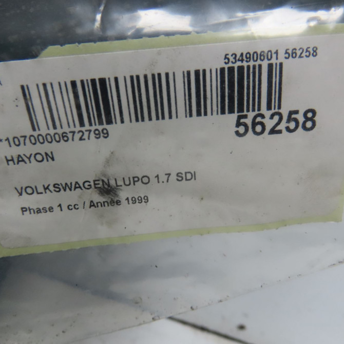 Hayon occasion VOLKSWAGEN LUPO Phase 1 10-1998->06-2005 1.7 SDI 6X0827025C 5