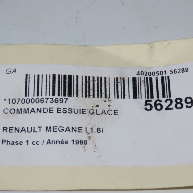 Commande essuie glace occasion RENAULT MEGANE I Phase 1 11-1995->03-1999 1.6i 7701049615 5