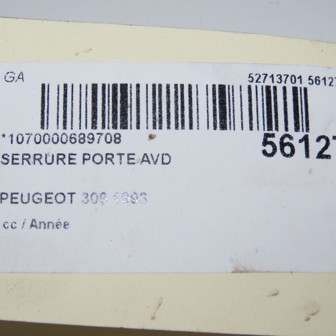 Serrure porte avd occasion PEUGEOT 309 4