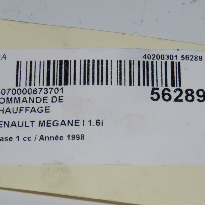 Commande de chauffage occasion RENAULT MEGANE I Phase 1 11-1995->03-1999 1.6i 7701041846 5