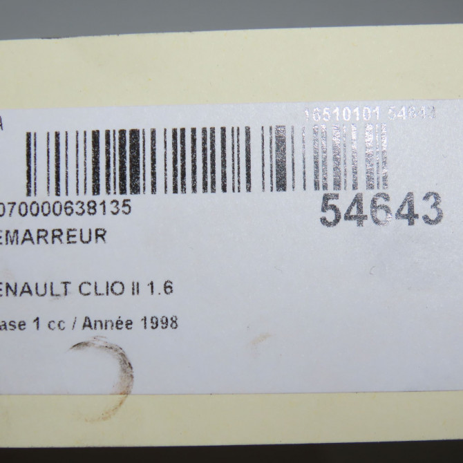 Démarreur occasion RENAULT CLIO II Phase 1 03-1998->06-2001 1.6 7700871057 8