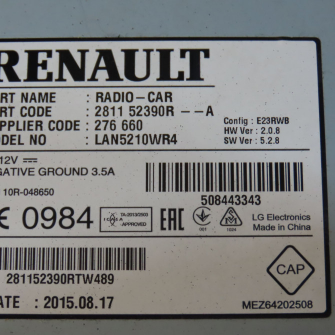 Autoradio occasion RENAULT CLIO IV Phase 1 07-2012->... 1.5 DCI 90ch 281156547R 5