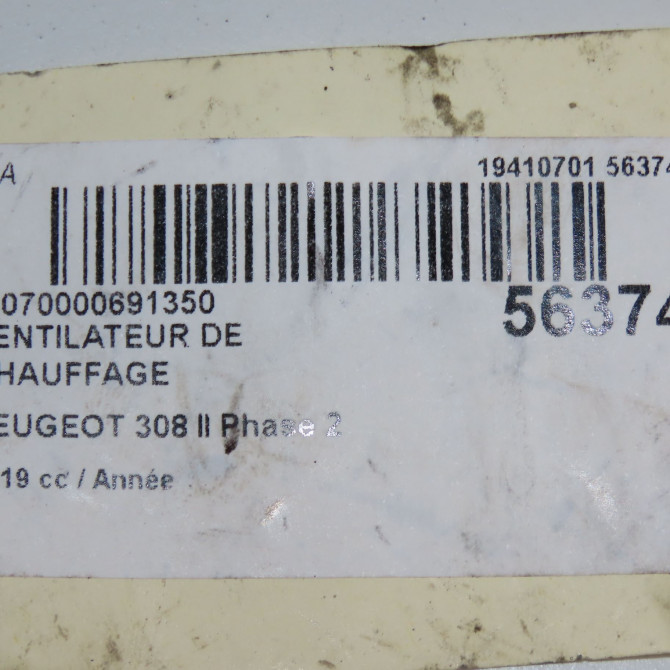 Ventilateur de chauffage occasion PEUGEOT 308 II 308 II Phase 2 2017-04-01-> 1610497180 6