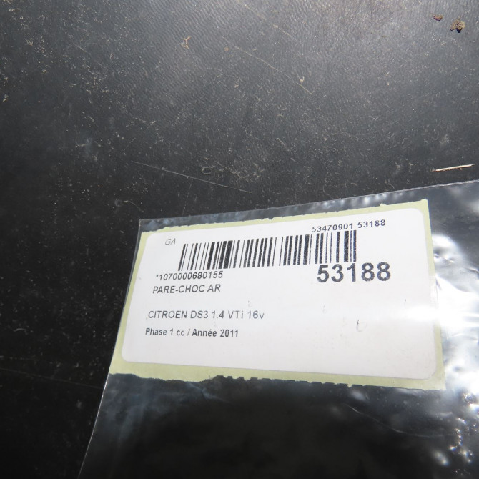 Pare-choc arrière occasion CITROEN DS3 Phase 1 11-2009->03-2014 1.4 VTi 16v 95ch 1611631480 6