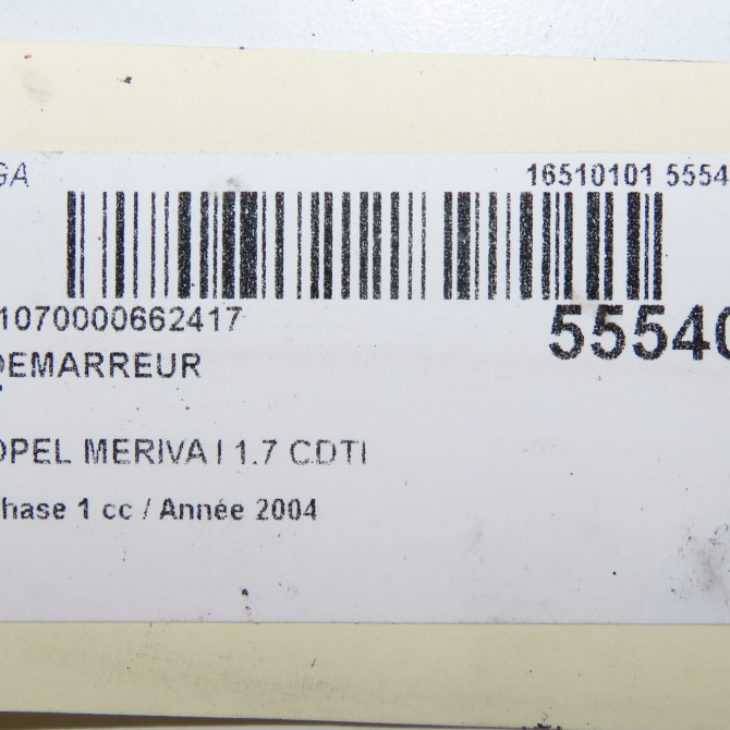 Démarreur occasion OPEL MERIVA I Phase 1 04-2003->12-2005 1.7 CDTI 98014743 7