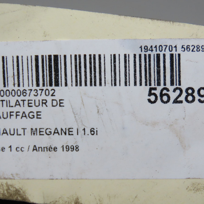 Ventilateur de chauffage occasion RENAULT MEGANE I Phase 1 11-1995->03-1999 1.6i 7701205443 7