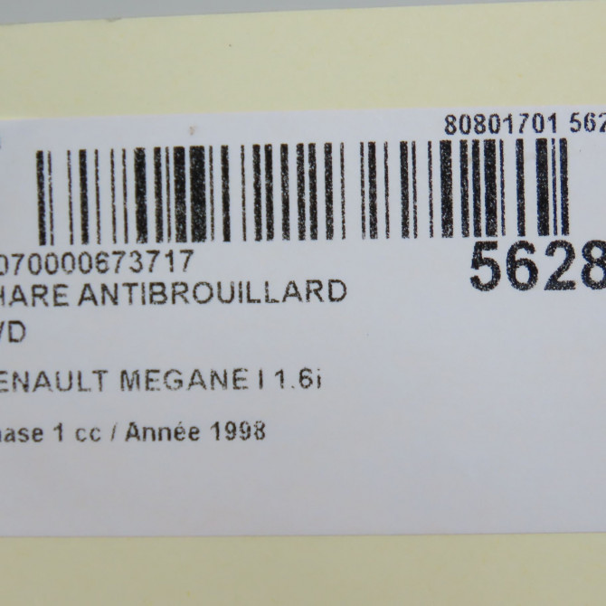 Phare antibrouillard avant droit occasion RENAULT MEGANE I Phase 1 11-1995->03-1999 1.6i 7701205664 8