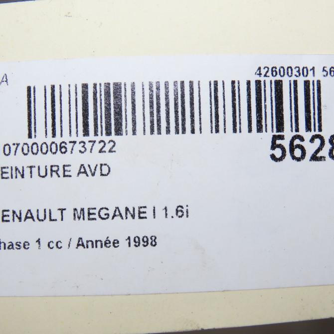 Ceinture avant droite occasion RENAULT MEGANE I Phase 1 11-1995->03-1999 1.6i 7700422319 5