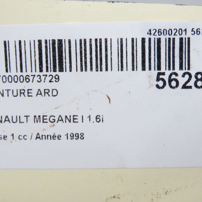Ceinture arrière droite occasion RENAULT MEGANE I Phase 1 11-1995->03-1999 1.6i 8200077124 5