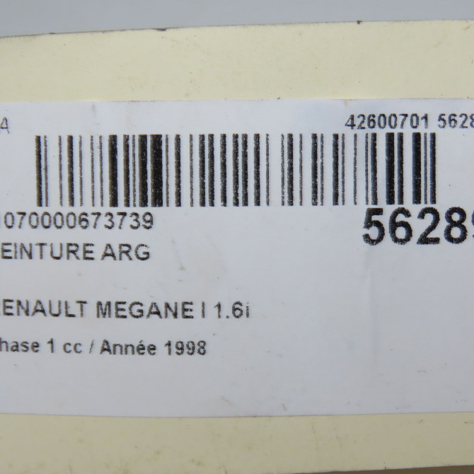 Ceinture arrière gauche occasion RENAULT MEGANE I Phase 1 11-1995->03-1999 1.6i 8200077124 5