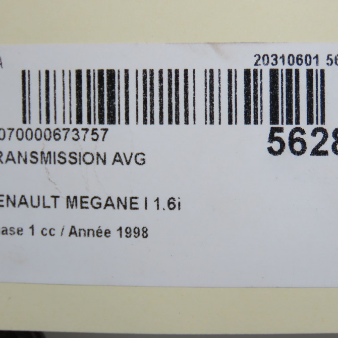 Transmission avant gauche occasion RENAULT MEGANE I Phase 1 11-1995->03-1999 1.6i 7701469374 5