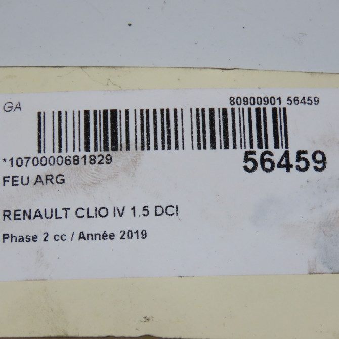 Feu arrière gauche occasion RENAULT CLIO IV Phase 2 08-2016->... 1.5 DCI 90ch 265554998R 5