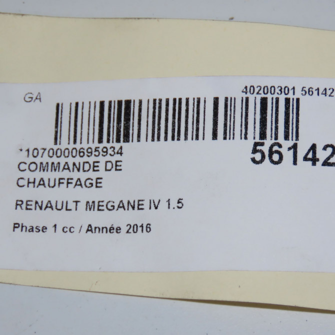 Commande de chauffage occasion RENAULT MEGANE IV Phase 1 12-2015->... 1.5 DCI 8v 110ch 280906801R 6